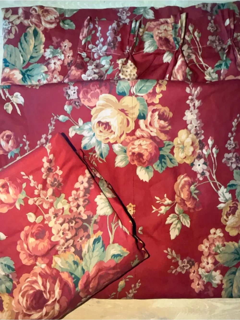 French Country Floral Window 2 Lined Curtains Panels Custom Made 97x78”
